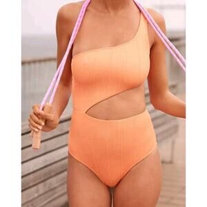 Aerie Ribbed Cut Out One Piece Coral Peach Swimsuit Padded XXL